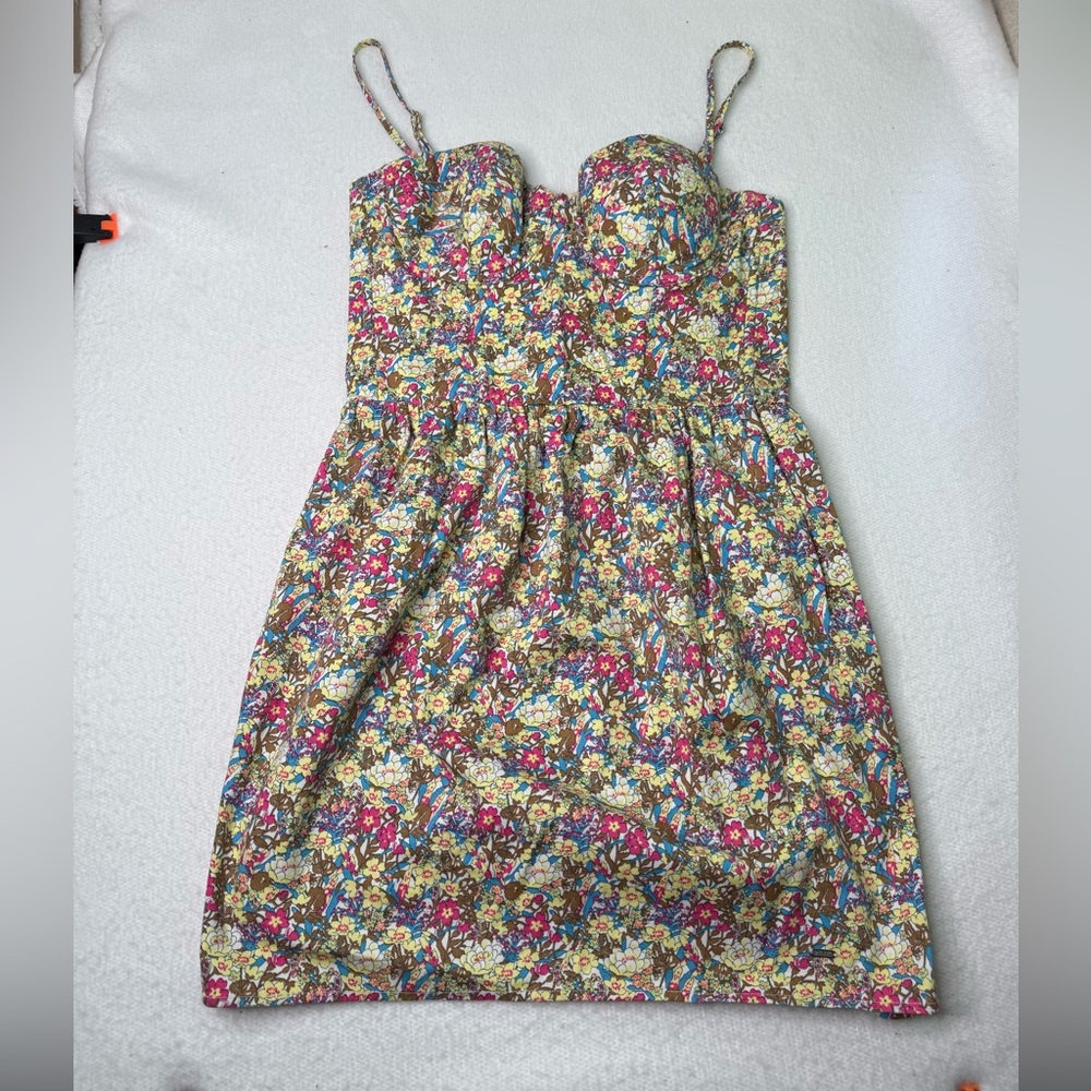 PINK Victoria's Secret Y2K Stretchy Floral Corset Dress Spaghetti Strap S Summer - Picture 2 of 11
